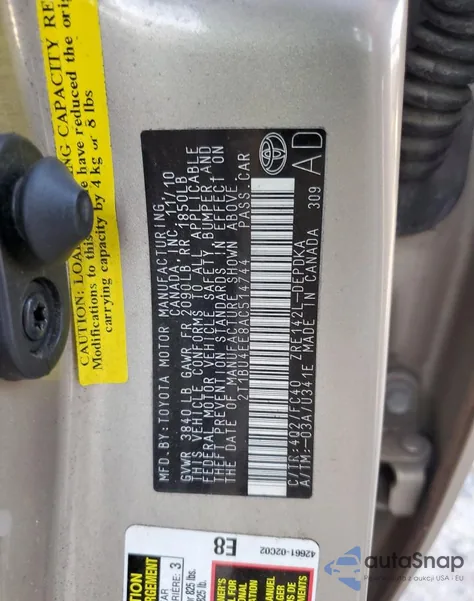 2010 Toyota Corolla Base from USA, damaged, VIN 2T1BU4EE8AC514744